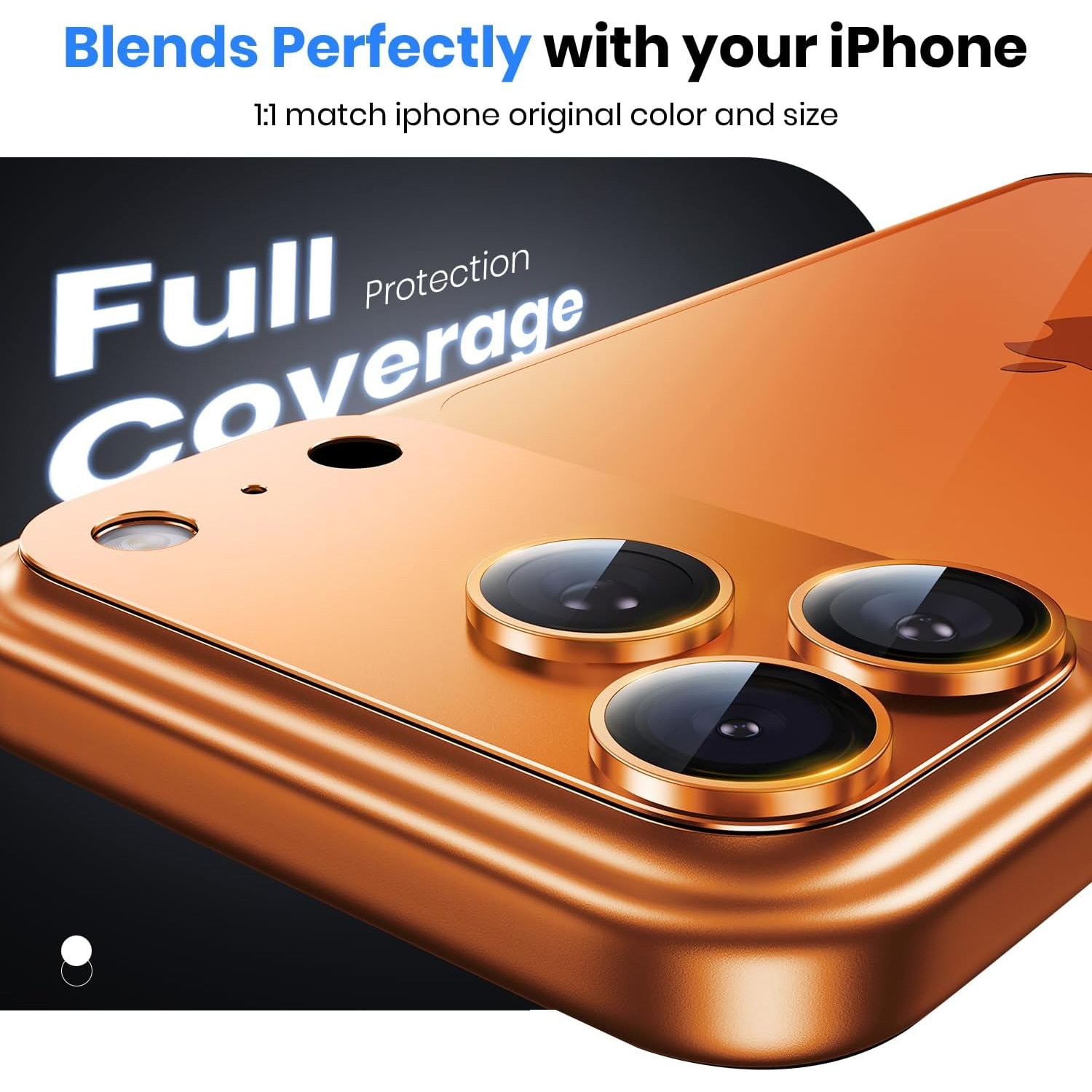 Folie Protectie Camera compatibila cu iPhone 17 Pro Max, Omelivon, Full Cover, Protectie Profesionala, Sticla temperata 9H, Ultra HD, Anti Amprente, Anti Zgarieturi, Anti Socuri, Portocaliu