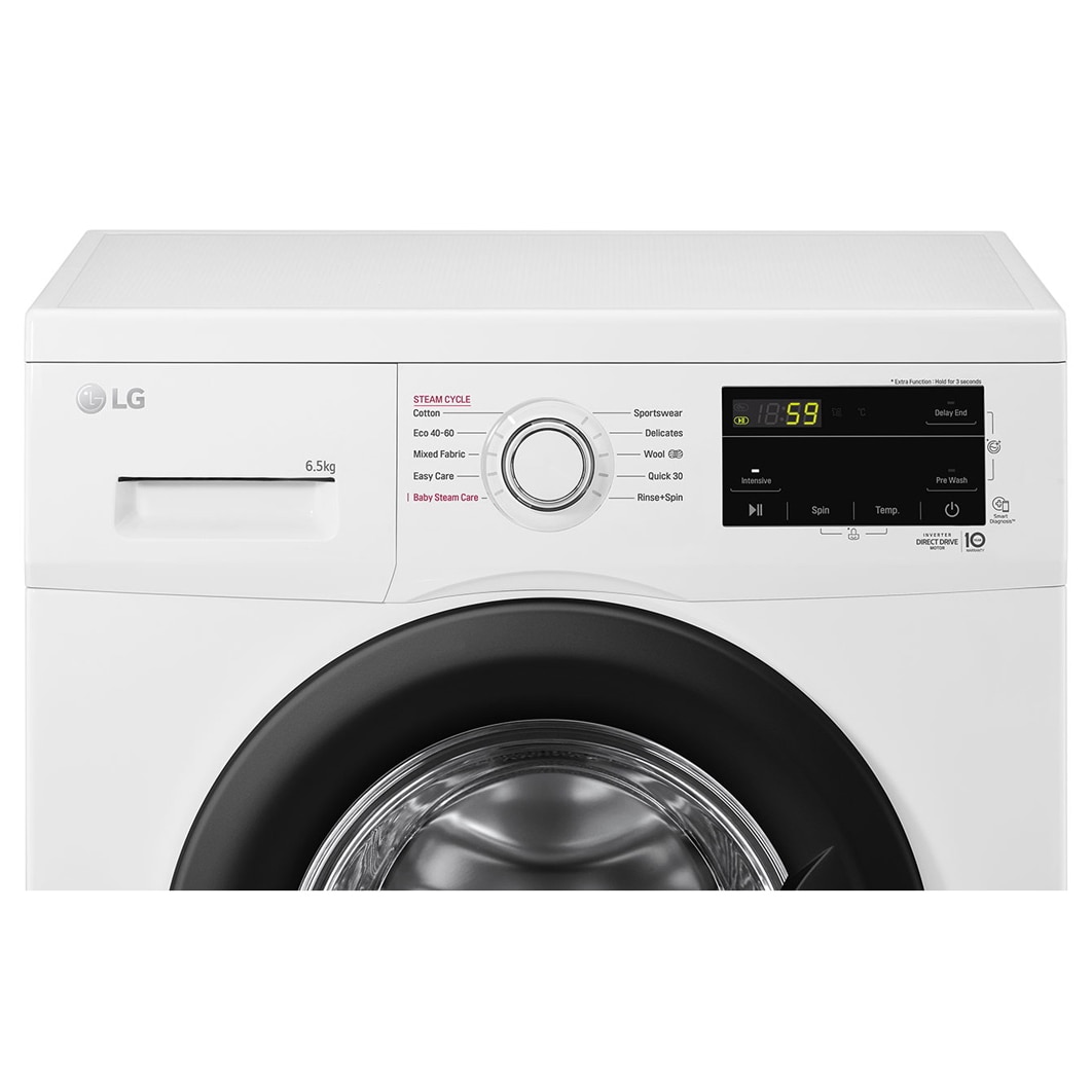 Masina de spalat rufe LG F2J3WSBWE, 6,5 kg, max. 1200 rpm, Masina de spalat cu abur, Design ingust, Clasa energetica E, Alb