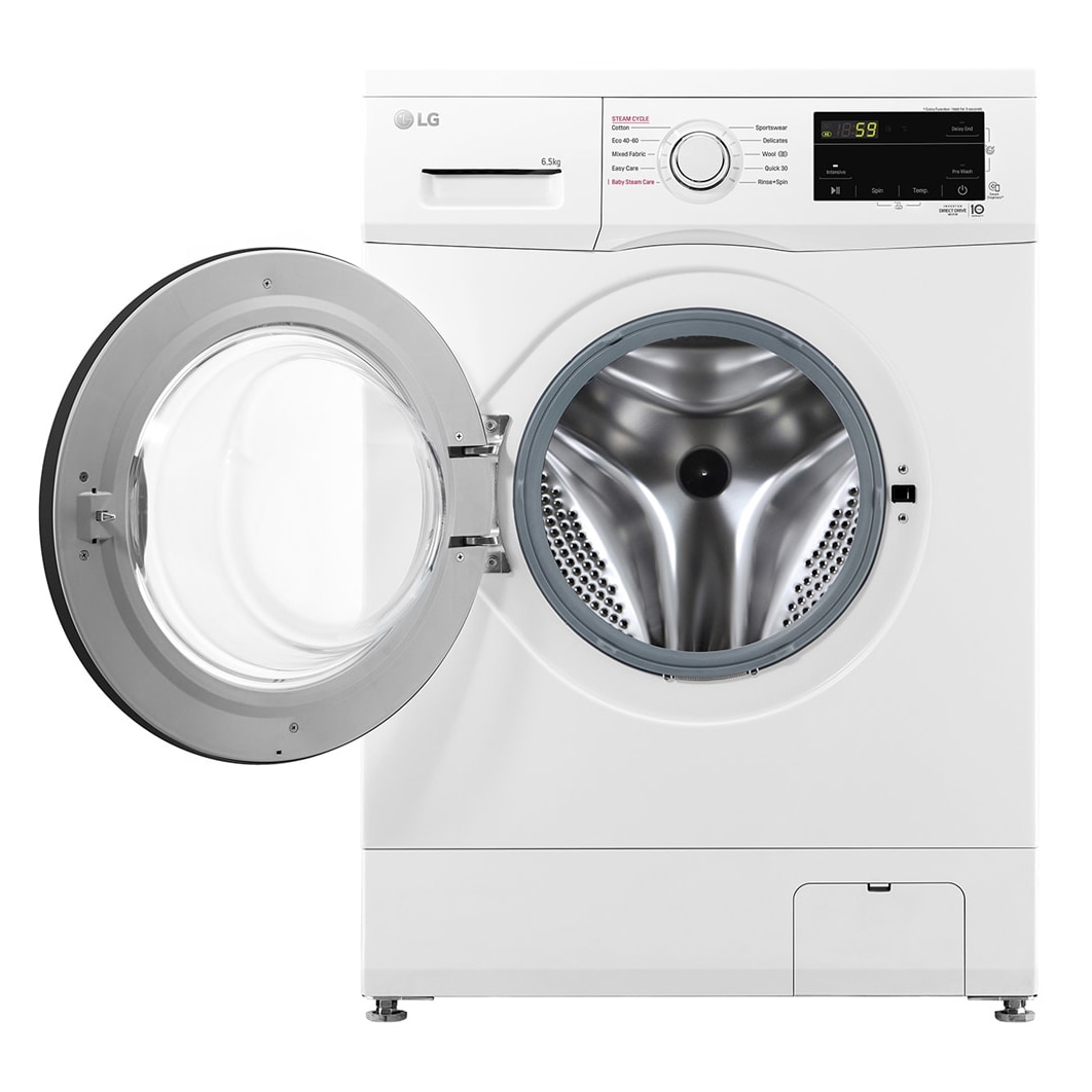 Masina de spalat rufe LG F2J3WSBWE, 6,5 kg, max. 1200 rpm, Masina de spalat cu abur, Design ingust, Clasa energetica E, Alb