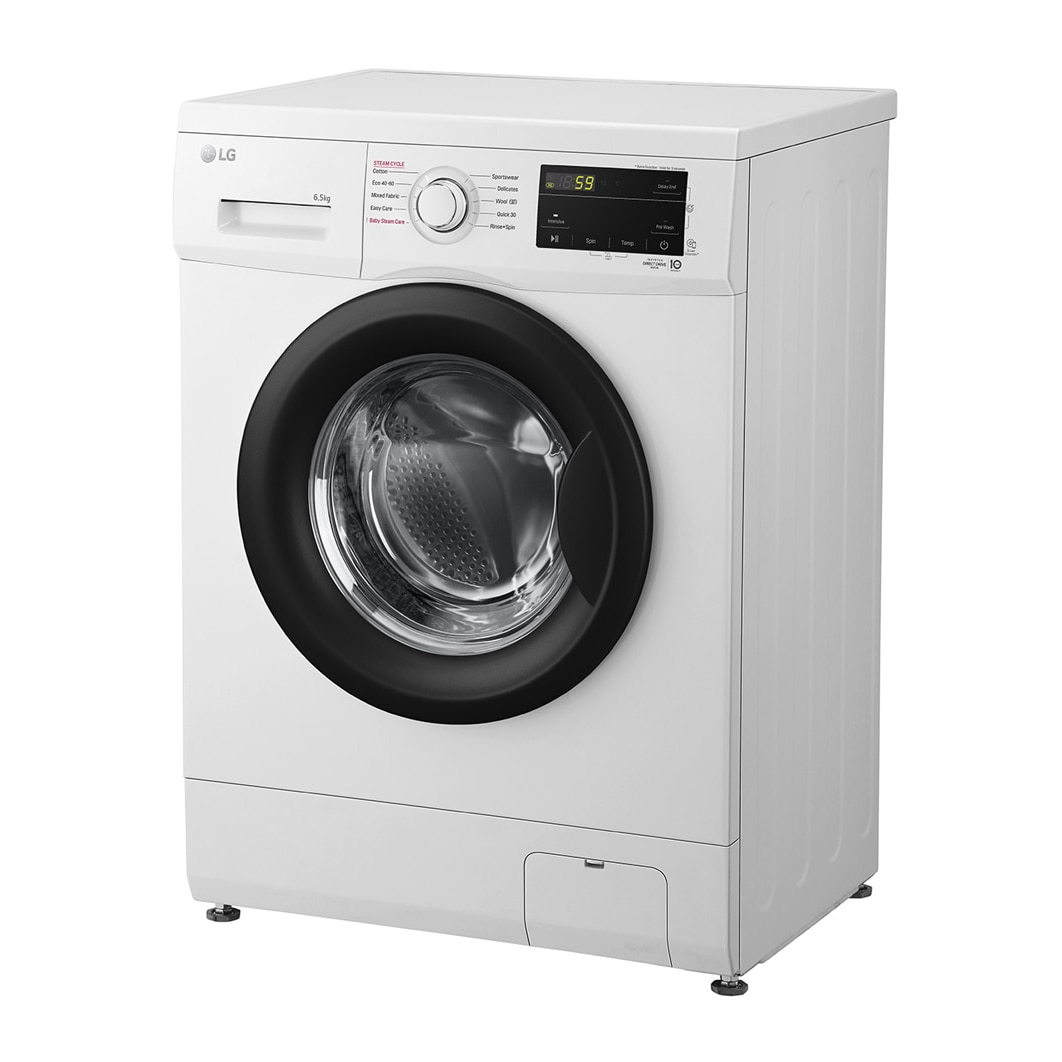 Masina de spalat rufe LG F2J3WSBWE, 6,5 kg, max. 1200 rpm, Masina de spalat cu abur, Design ingust, Clasa energetica E, Alb