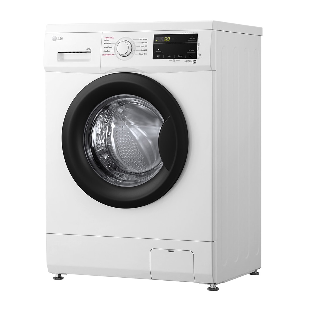 Masina de spalat rufe LG F2J3WSBWE, 6,5 kg, max. 1200 rpm, Masina de spalat cu abur, Design ingust, Clasa energetica E, Alb