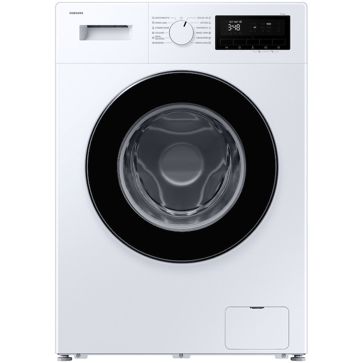 Masina de spalat rufe Samsung WW90FG3M05AWLF, 9 kg, Slim, 1400 RPM, Clasa A, Hygiene Steam, Drum Clean, Afisaj LED, Siguranta copii, Alb