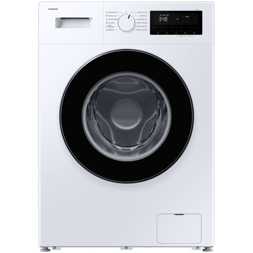 Masina de spalat rufe Samsung WW90FG3M05AWLF, 9 kg, Slim, 1400 RPM, Clasa A, Hygiene Steam, Drum Clean, Afisaj LED, Siguranta copii, Alb