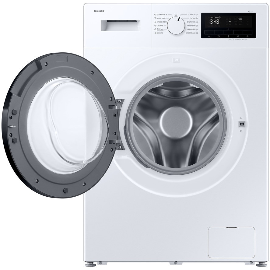 Masina de spalat rufe Samsung WW90FG3M05AWLF, 9 kg, Slim, 1400 RPM, Clasa A, Hygiene Steam, Drum Clean, Afisaj LED, Siguranta copii, Alb