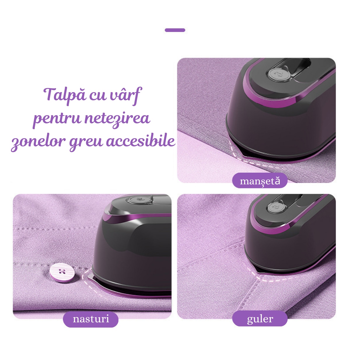 Fier de calcat Nuvoro CY-601, portabil, cu abur, 1000W, maner pliabil, compact, ideal pentru calatorii, Gri