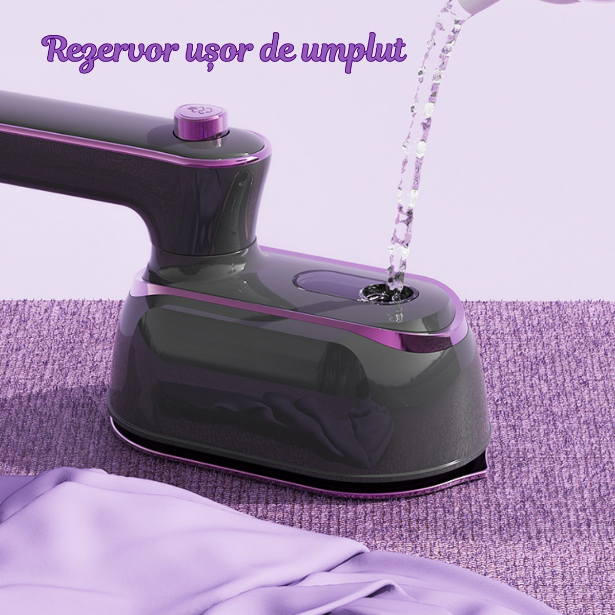 Fier de calcat Nuvoro CY-601, portabil, cu abur, 1000W, maner pliabil, compact, ideal pentru calatorii, Gri