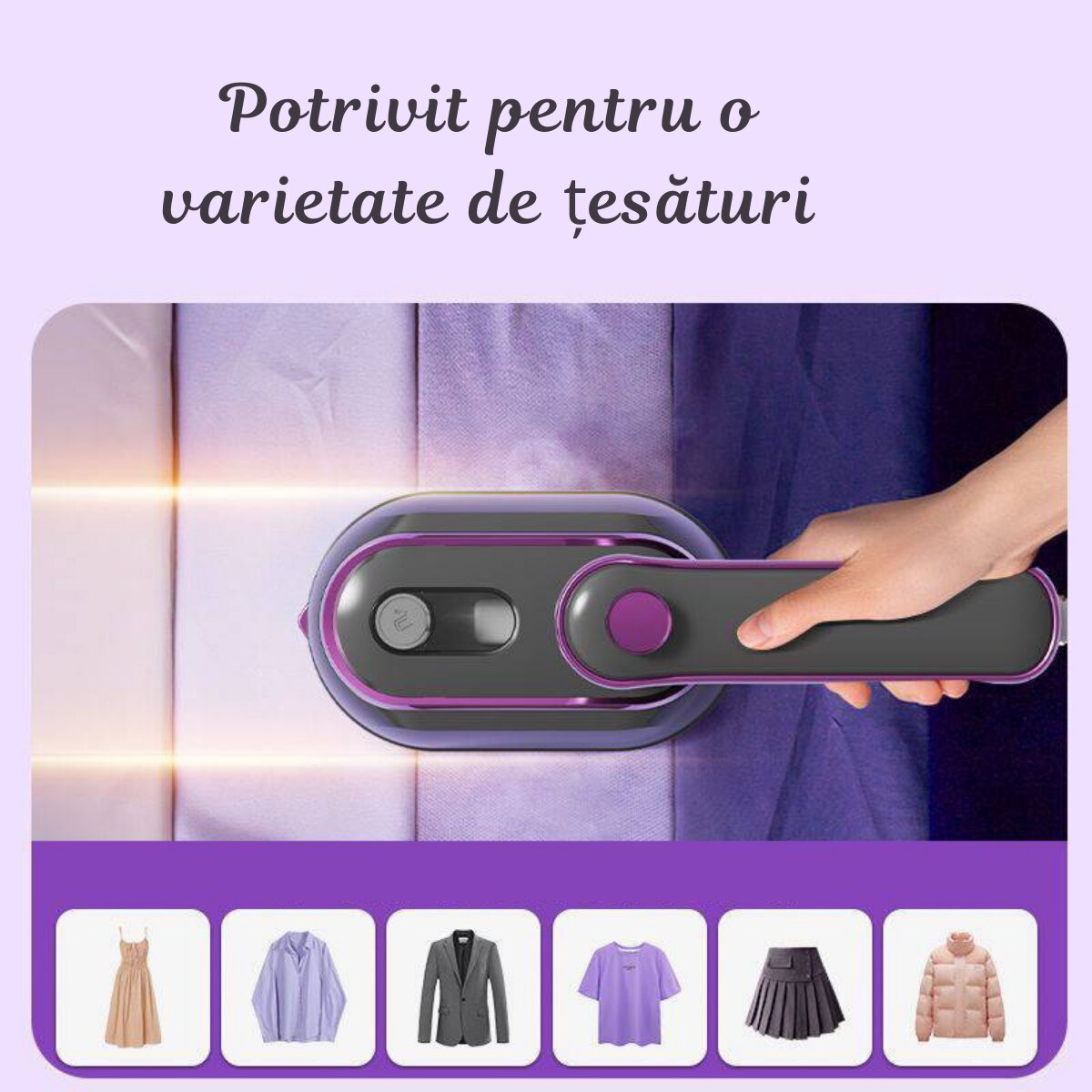 Fier de calcat Nuvoro CY-601, portabil, cu abur, 1000W, maner pliabil, compact, ideal pentru calatorii, Gri