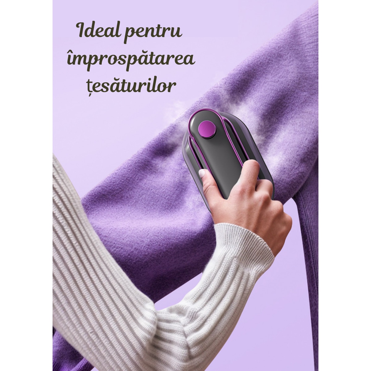 Fier de calcat Nuvoro CY-601, portabil, cu abur, 1000W, maner pliabil, compact, ideal pentru calatorii, Gri
