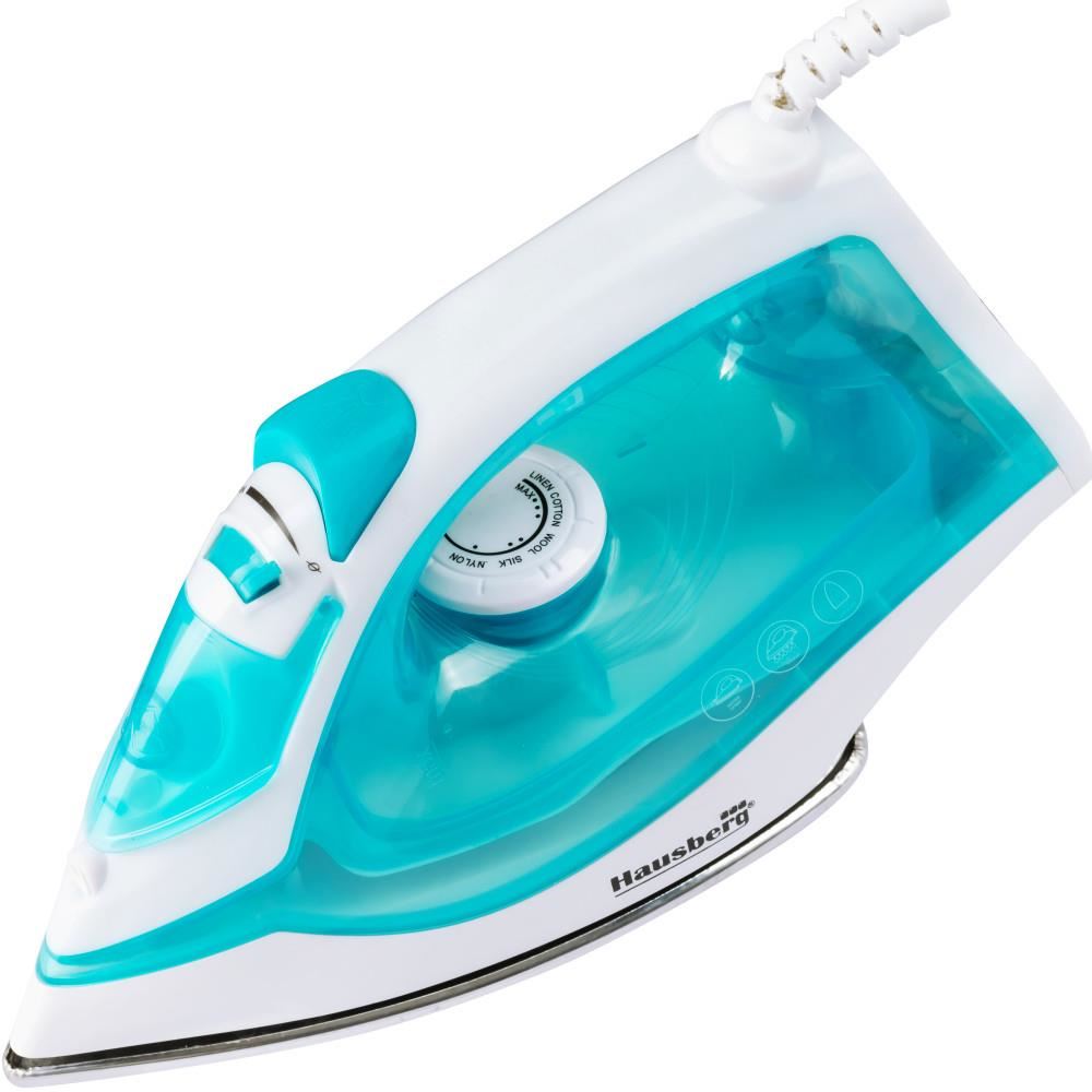 Fier de calcat Hausberg HB-7850BL, 1300W, talpa invelis ceramic, abur vertical, calcare uscata, autocuratare, pulverizare, rezervor 130ml, Bleu