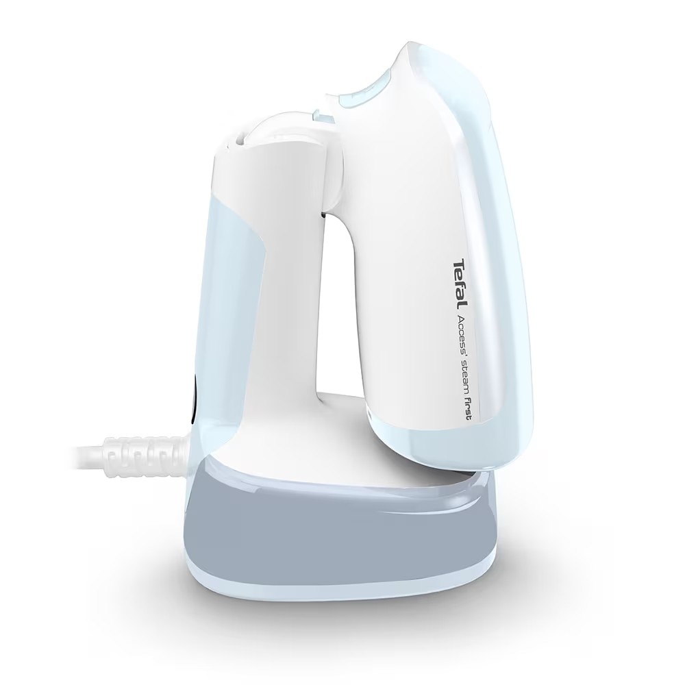 Aparat de calcat vertical cu abur Tefal Access Steam Pocket DT3041E1, 1300 W, abur variabil 0-20 g/min, oprire automata, incalzire in 15 secunde, greutate redusa, pliabil, albastru