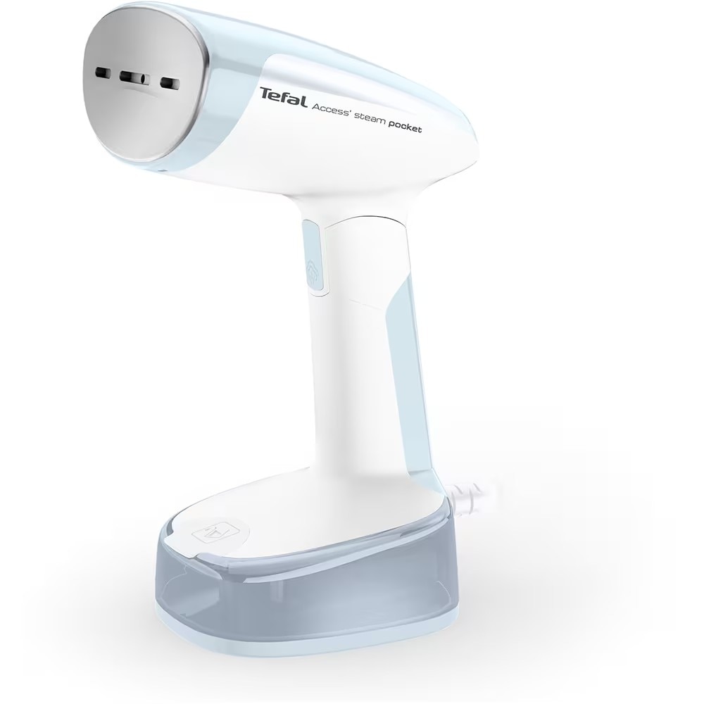 Aparat de calcat vertical cu abur Tefal Access Steam Pocket DT3041E1, 1300 W, abur variabil 0-20 g/min, oprire automata, incalzire in 15 secunde, greutate redusa, pliabil, albastru