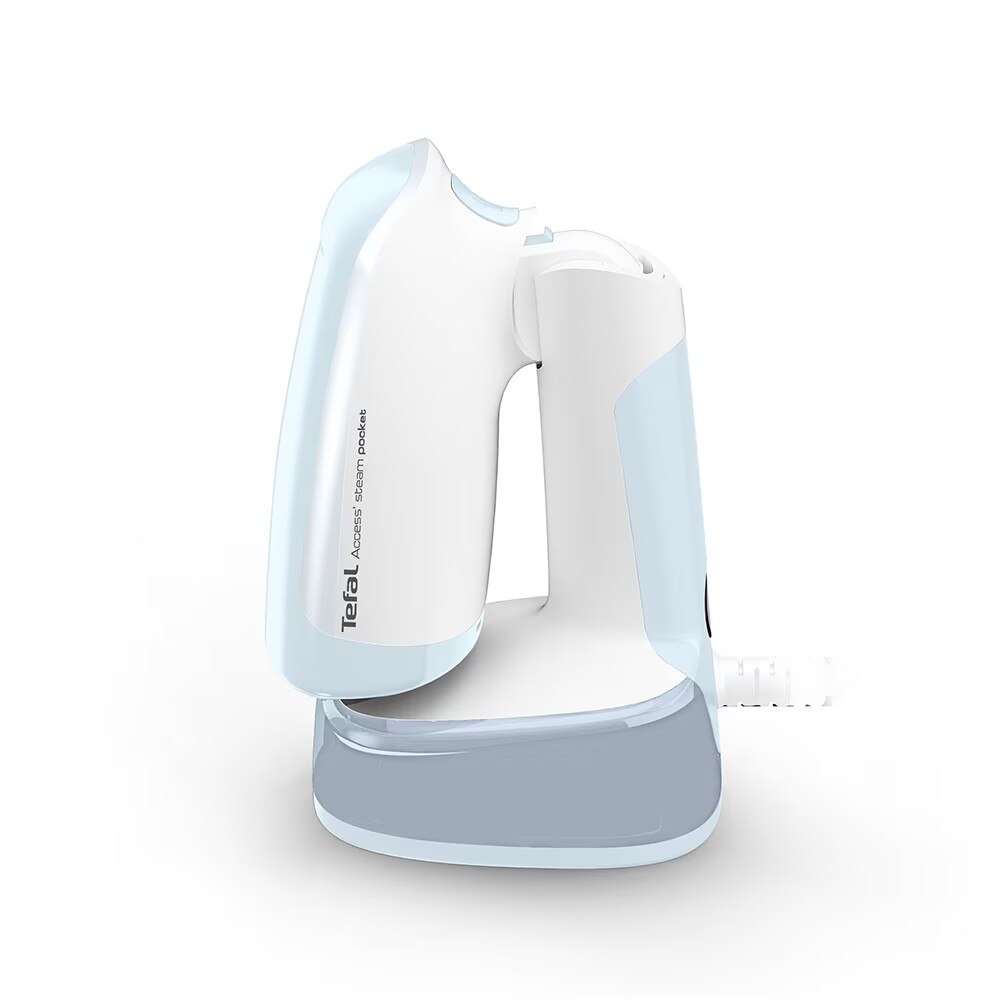 Aparat de calcat vertical cu abur Tefal Access Steam Pocket DT3041E1, 1300 W, abur variabil 0-20 g/min, oprire automata, incalzire in 15 secunde, greutate redusa, pliabil, albastru