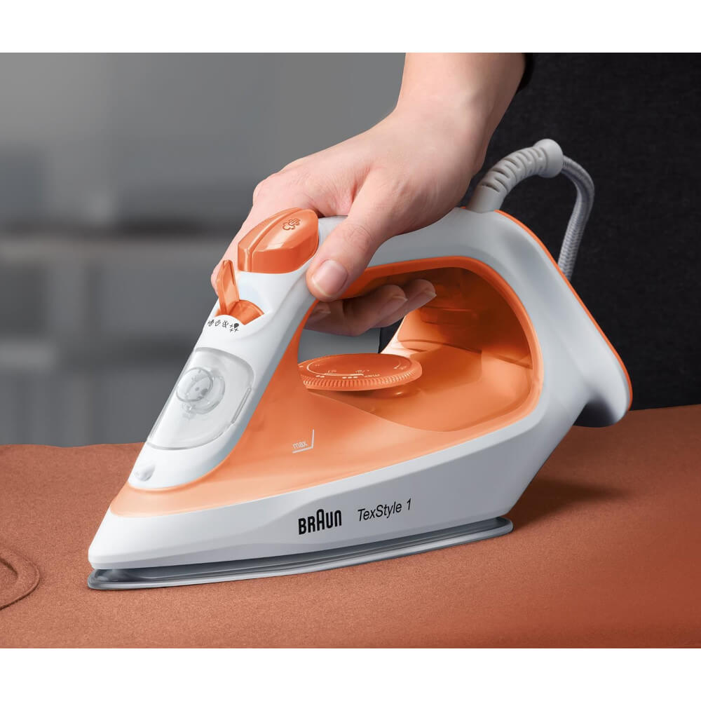 Fier de calcat Braun TexStyle 1 SI 1009, 1900 W, Abur 25 g/min, Portocaliu/Alb