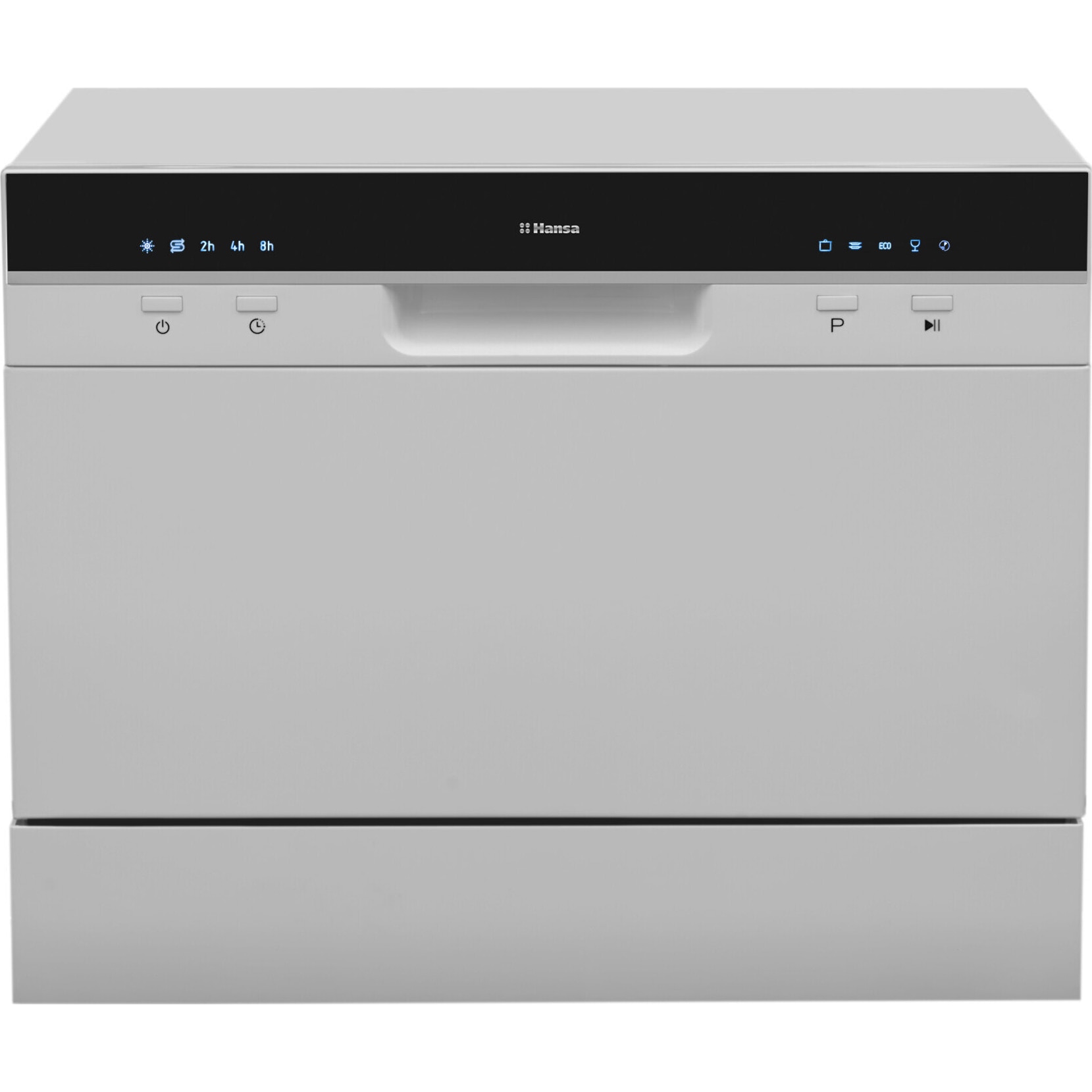 Masina de spalat vase compacta Hansa ZWM556SH, 6 seturi, 5 programe, Clasa F, Pornire programabila, Buzzer, 55 cm, Argintiu