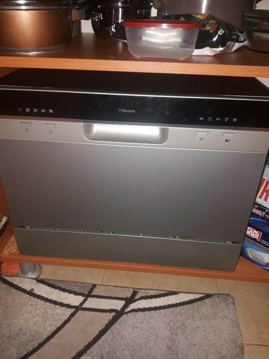 Masina de spalat vase compacta Hansa ZWM556SH, 6 seturi, 5 programe, Clasa F, Pornire programabila, Buzzer, 55 cm, Argintiu