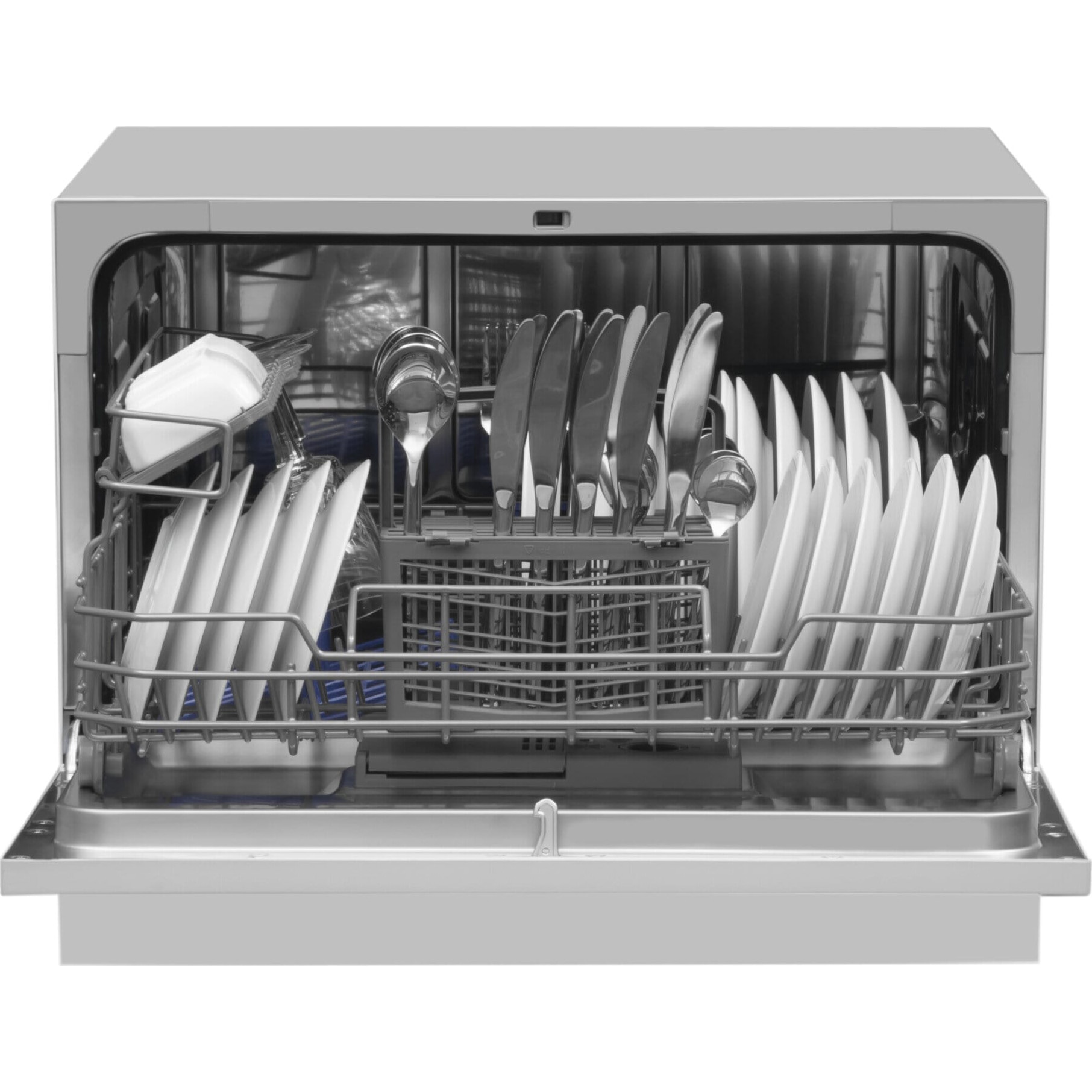 Masina de spalat vase compacta Hansa ZWM556SH, 6 seturi, 5 programe, Clasa F, Pornire programabila, Buzzer, 55 cm, Argintiu