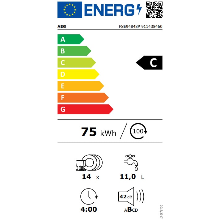 Masina de spalat vase incorporabil AEG FSK94858P, 14 seturi, 8 programe, Comfort Lift, AirDry, Wi-Fi, Iluminare interioara, Time Beam, Motor Inverter, Clasa C, 60 cm
