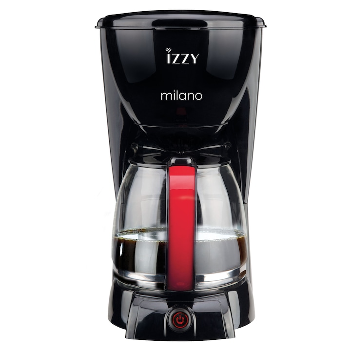 Filtru de cafea Milano, Izzy, tehnologie aroma control, 1.5 L, 1000 W, negru/rosu