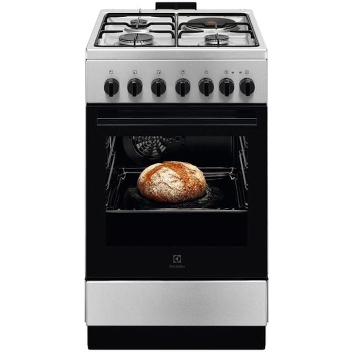 Aragaz ELECTROLUX LKM520011X, 4 Arzatoare, Gaz + Electric, L 50 cm, Grill, Inox