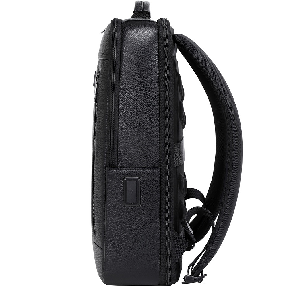 Rucsac smart pentru barbati, compartiment separat pentru laptop 15.6 inch, cu port USB TYPE-C, din piele originala este rezistent la apa, cu fixare de valiza JOLAR. GP02371BK Negru