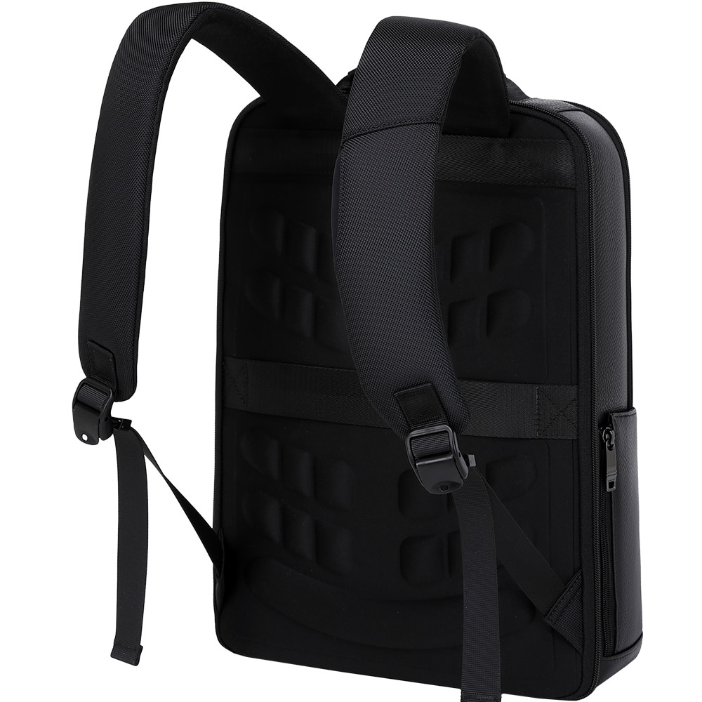 Rucsac smart pentru barbati, compartiment separat pentru laptop 15.6 inch, cu port USB TYPE-C, din piele originala este rezistent la apa, cu fixare de valiza JOLAR. GP02371BK Negru