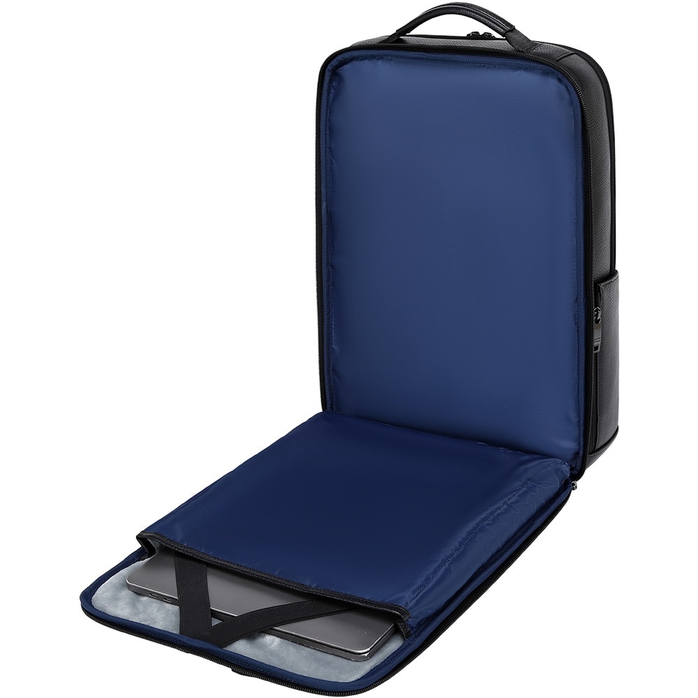 Rucsac smart pentru barbati, compartiment separat pentru laptop 15.6 inch, cu port USB TYPE-C, din piele originala este rezistent la apa, cu fixare de valiza JOLAR. GP02371BK Negru