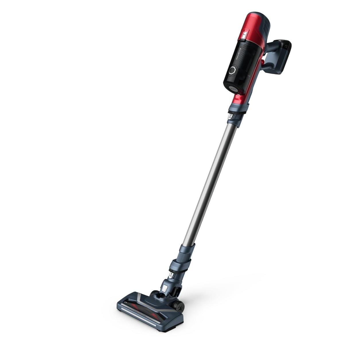 Aspirator vertical fara fir Rowenta X-Pert 6.60 Animal Care RH6877WO, 100W, 18V, autonomie 45 min, perie cu iluminare LED, recipient praf 0.55 L, accesorii animal care, functie boost, rosu & gri