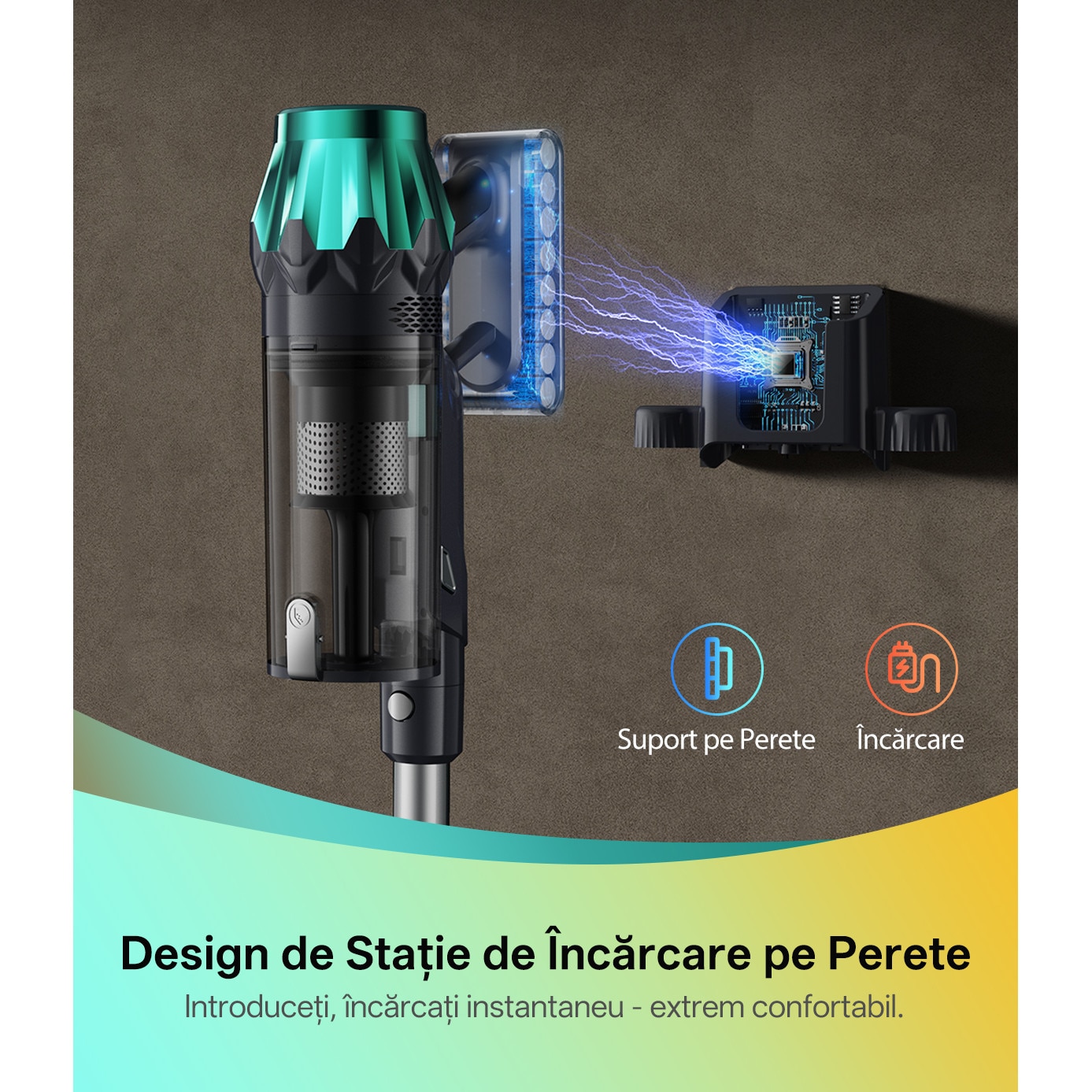 Aspirator vertical Vactidy V15 MAX, alimentare pe baterii, capacitate colectare 1.5 L