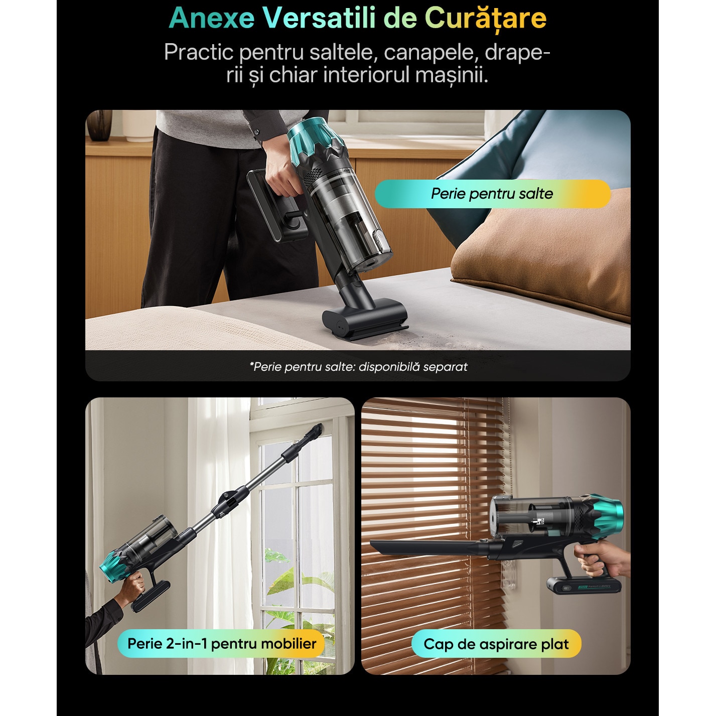 Aspirator vertical Vactidy V15 MAX, alimentare pe baterii, capacitate colectare 1.5 L