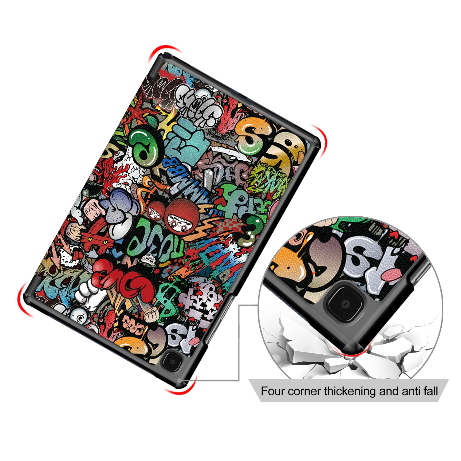 Husa de protectie premium Natty Pell, compatibila cu Samsung Galaxy Tab A7 2020 (SM-T500/SM-T505/SM-T507) - Graffiti