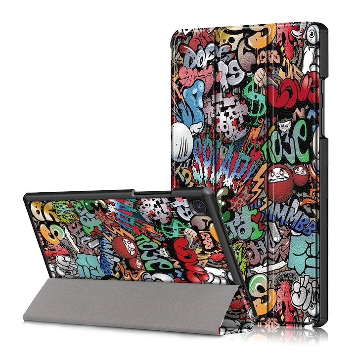 Husa de protectie premium Natty Pell, compatibila cu Samsung Galaxy Tab A7 2020 (SM-T500/SM-T505/SM-T507) - Graffiti