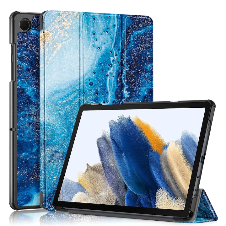 Husa Natty Pell Premium Smart Cover Slim pentru Samsung Tab A8 10.5 inch (2021) SM-X200 / X205 / X207 - Waves