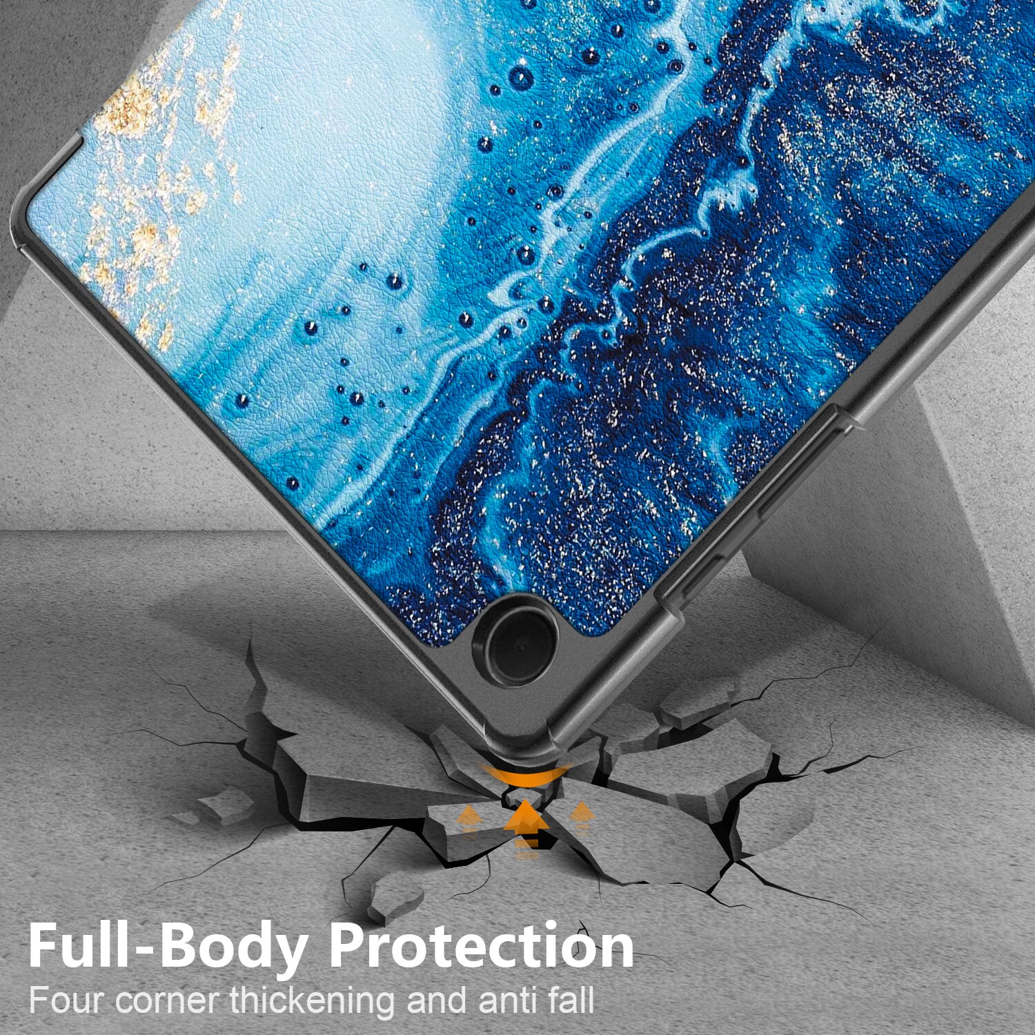 Husa Natty Pell Premium Smart Cover Slim pentru Samsung Tab A8 10.5 inch (2021) SM-X200 / X205 / X207 - Waves