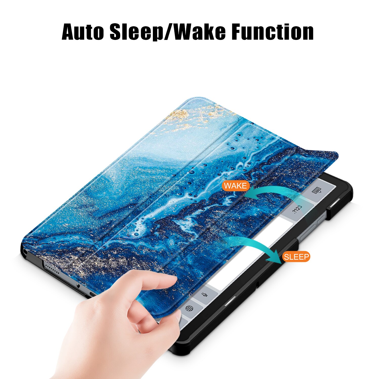 Husa Natty Pell Premium Smart Cover Slim pentru Samsung Tab A8 10.5 inch (2021) SM-X200 / X205 / X207 - Waves