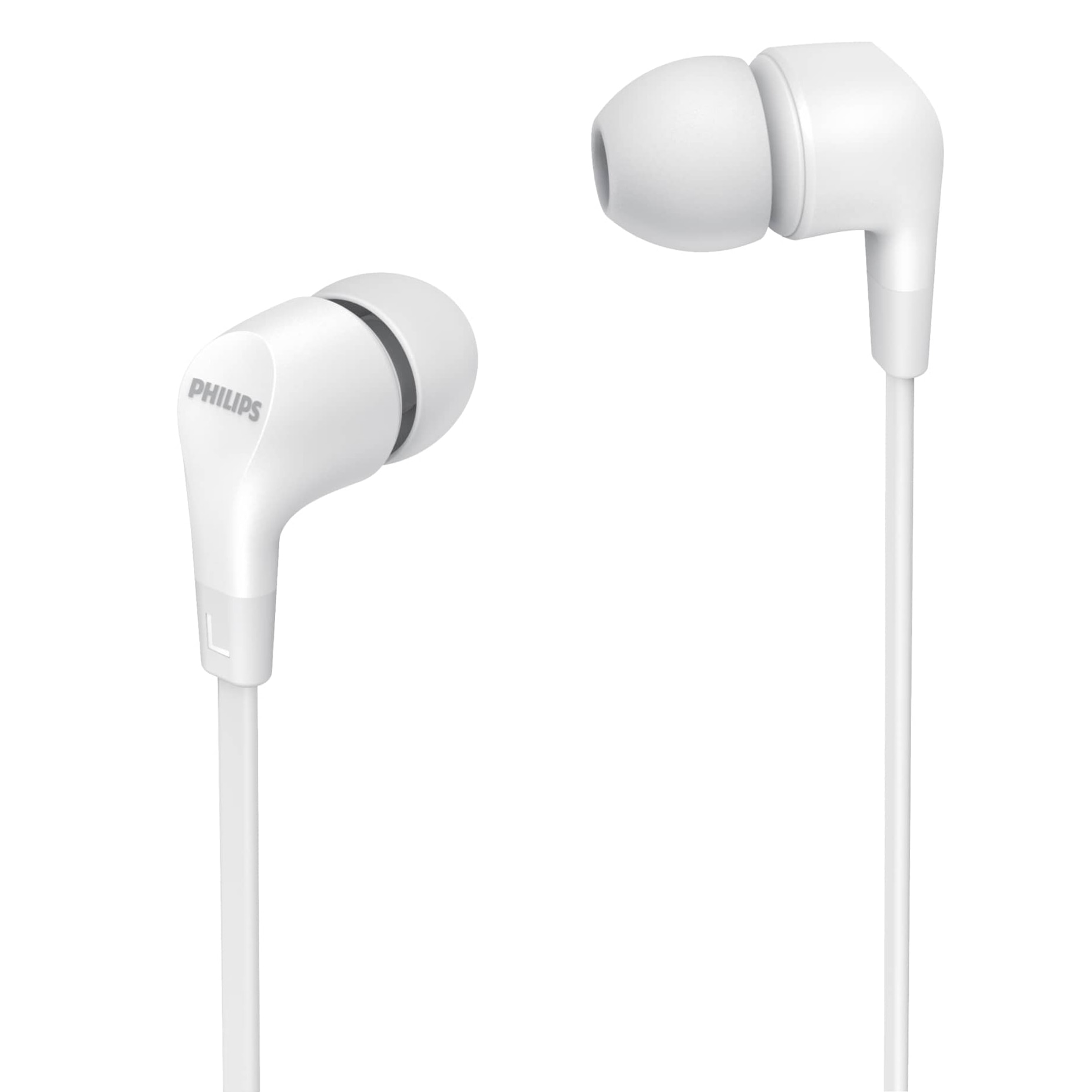 Casti Audio In-Ear Philips, TAE1105WT/00, cu fir, Microfon, Alb