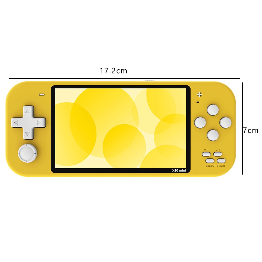 Consola de jocuri portabila, STELS, X20 Mini, Tehnologie inteligenta, Ecran color de 4.3 inchi, 10.000 de jocuri, Galben