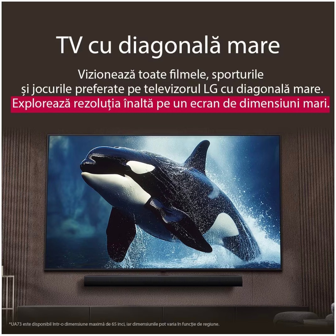 Televizor LG LED 65UA73003LA, 164 cm, Smart, 4K Ultra HD, Clasa F (Model 2025)