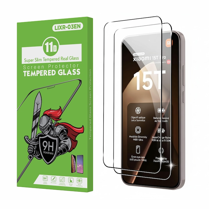Set 2x Folie de Protecție LIXR-03EN pentru Telefoane, Sticlă Securizată 9H+, Claritate Super HD, Tratament Oleofobic, Anti-Amprente