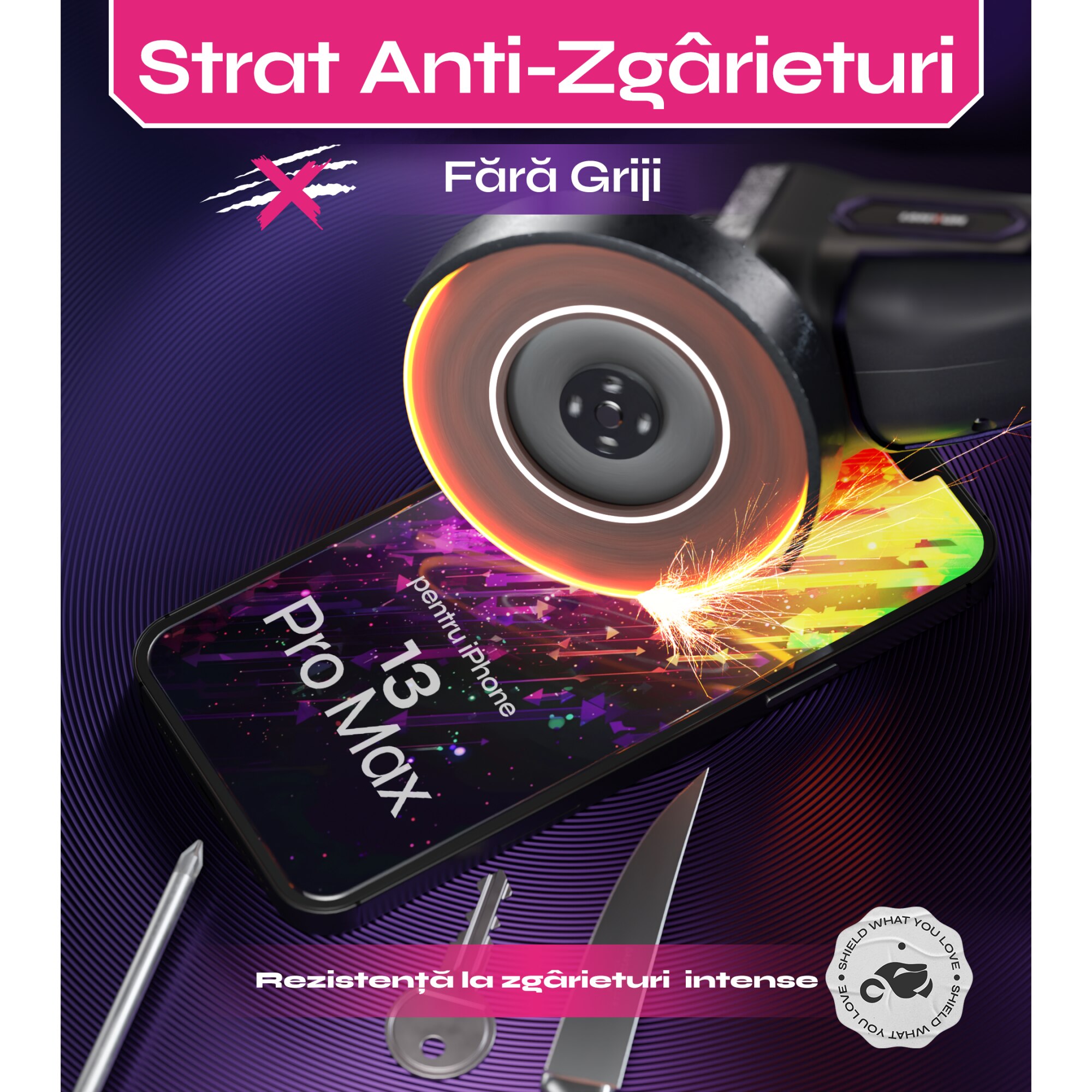 Folie sticla pentru iPhone 13 Pro Max, Set 2 buc, DefenSlim, instalare usoara si rapida cu dispozitiv de potrivire automata in 30 sec cu Easy Install Kit patentat, protectie telefon