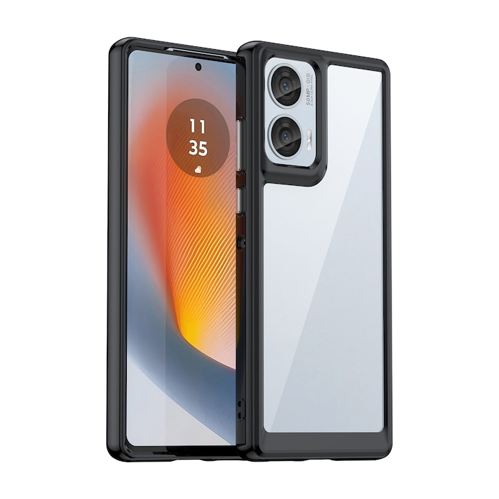 Husa telefon, pentru Motorola Edge 50 Fusion De inalta calitate Hard Backplane Soft Border Pure si Luminos Simtire confortabila, Negru transparent
