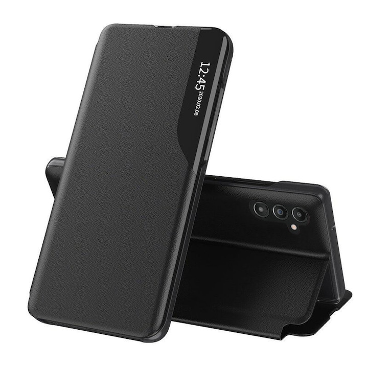 Husa pentru Samsung Galaxy A36 5G Tip Carte, S-View, Functie de Stand, Calitate Premium, Antisoc, Negru