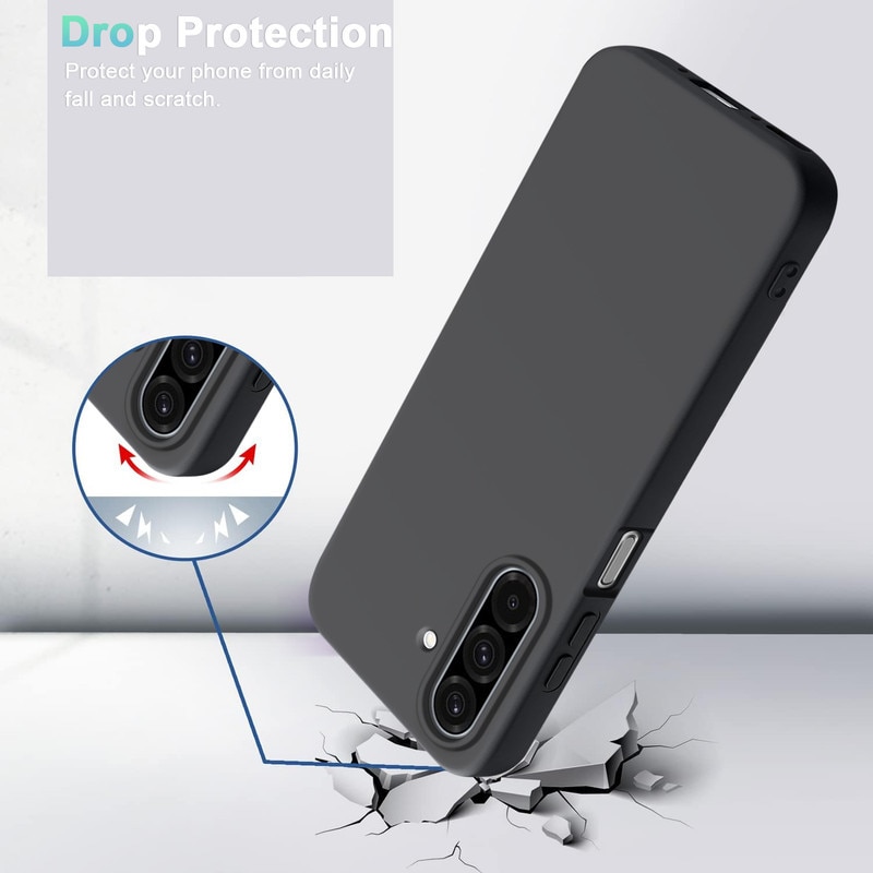 Set husa/2 folii protectie ecran/2 folii Protector pentru camera, compatibil cu Samsung Galaxy A26 5G, TPU/sticla securizata, negru