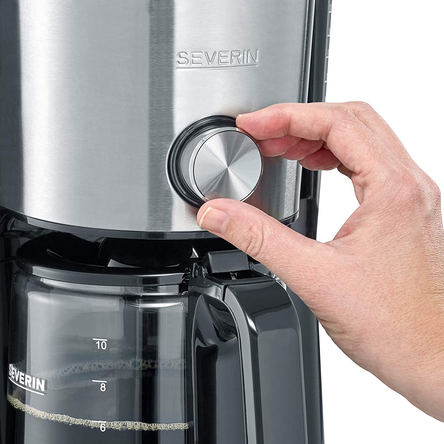 Cafetiera Severin KA 4825, putere 1000 W, recipient sticla 1 L, 8 cesti, oprire automata, inox