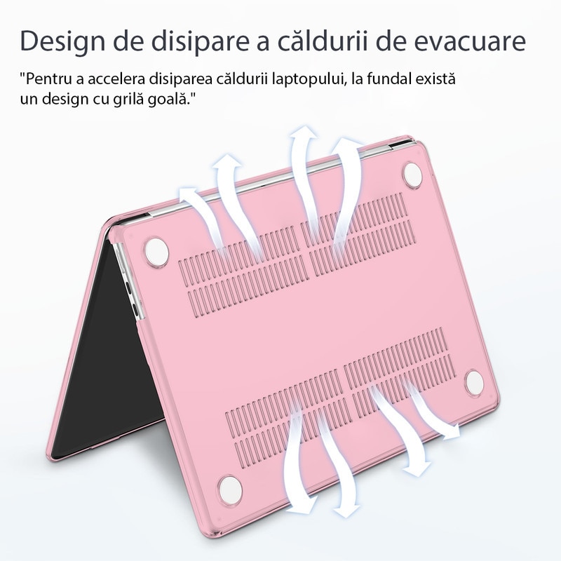 Carcasa Laptop pentru MacBook Air 13 inch 2020 M1, 2021 2018 modele A2337 A2179 A1932 - Husa MacBook Air 13,3 inch - Carcasa de protectie rigida - Design subtire si usor, roz
