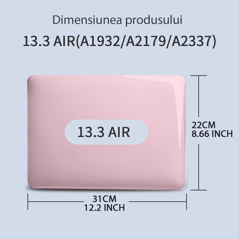 Carcasa Laptop pentru MacBook Air 13 inch 2020 M1, 2021 2018 modele A2337 A2179 A1932 - Husa MacBook Air 13,3 inch - Carcasa de protectie rigida - Design subtire si usor, roz