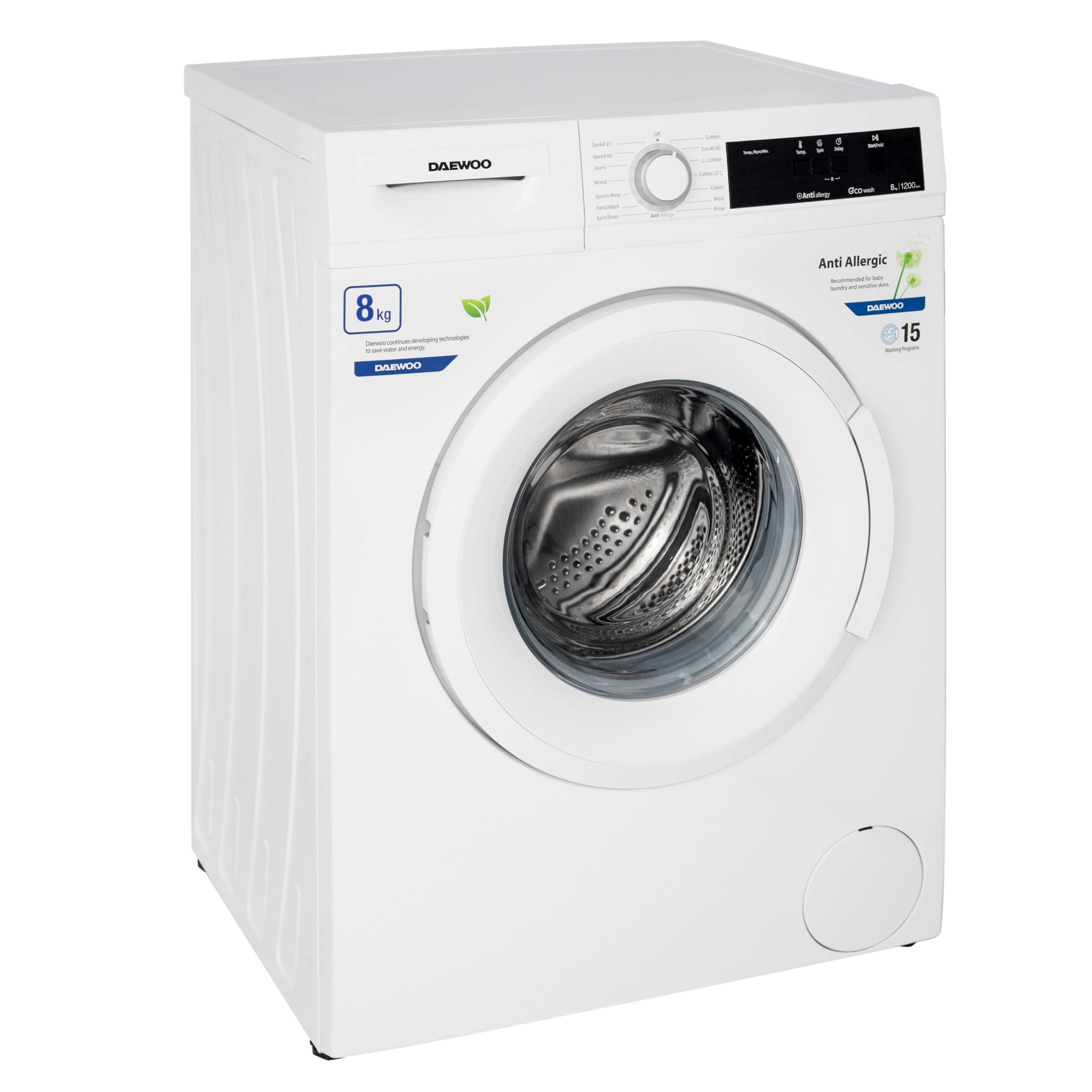 Masina de spalat rufe Daewoo DWD-FV5021_3 8kg 1200RPM Clasa D 15 Programe Alb