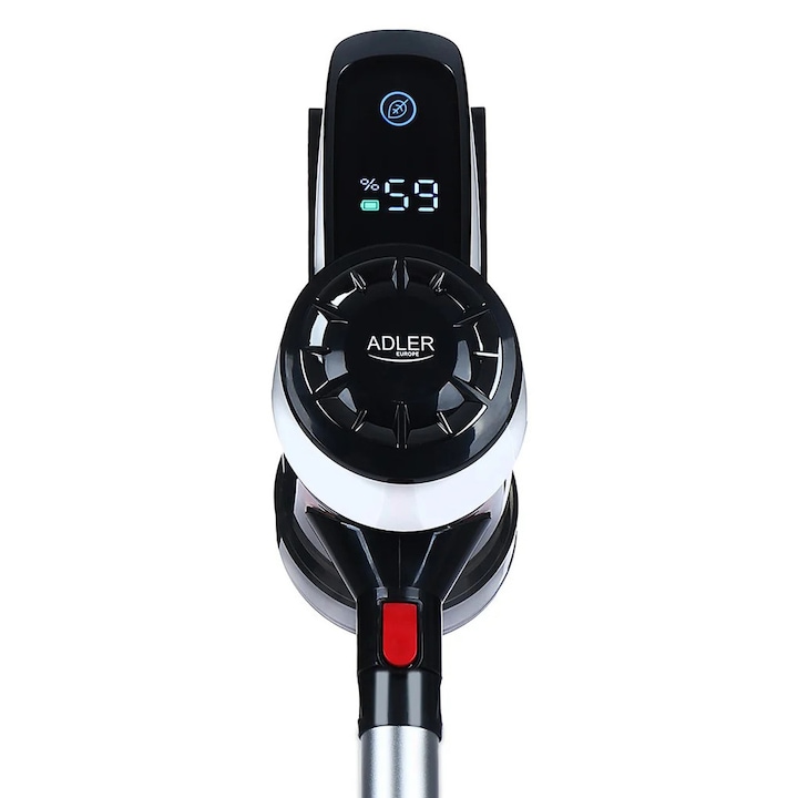 Aspirator Vertical Fara Fir, Adler, AD7048, 350 W, 18 kPa, Acumulator 2000 mAh, Afisaj LED, Recipient Pentru Praf 0.8 L, Negru/Alb