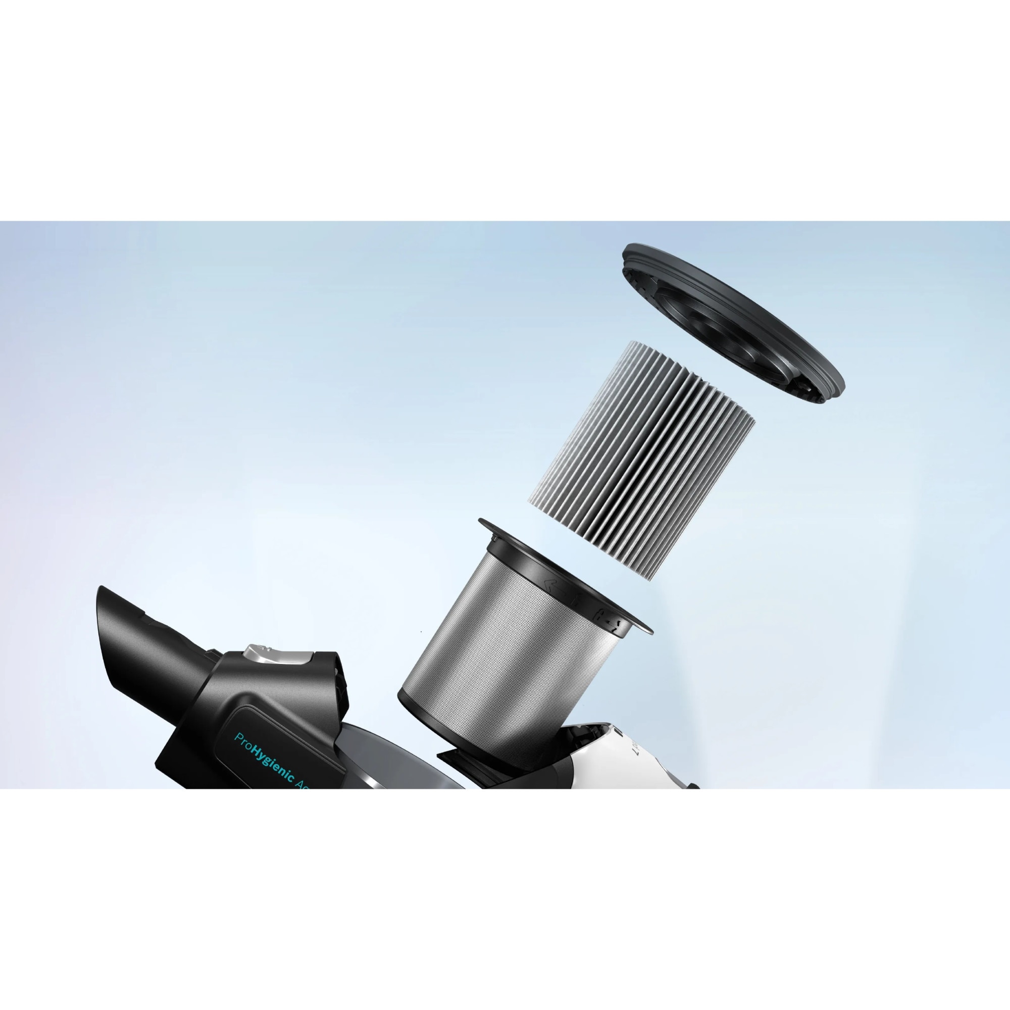 Aspirator vertical Bosch Unlimited 7 ProHygienic Aqua BCS71HYG2, baterie 3 Ah, 3 trepte de putere, Perie AllFloor DynamicPower cu LED-uri, 2 in1 DynamicAqua Mop: asipiri si stergi in acelasi timp, Automated Water Dosage, Alb