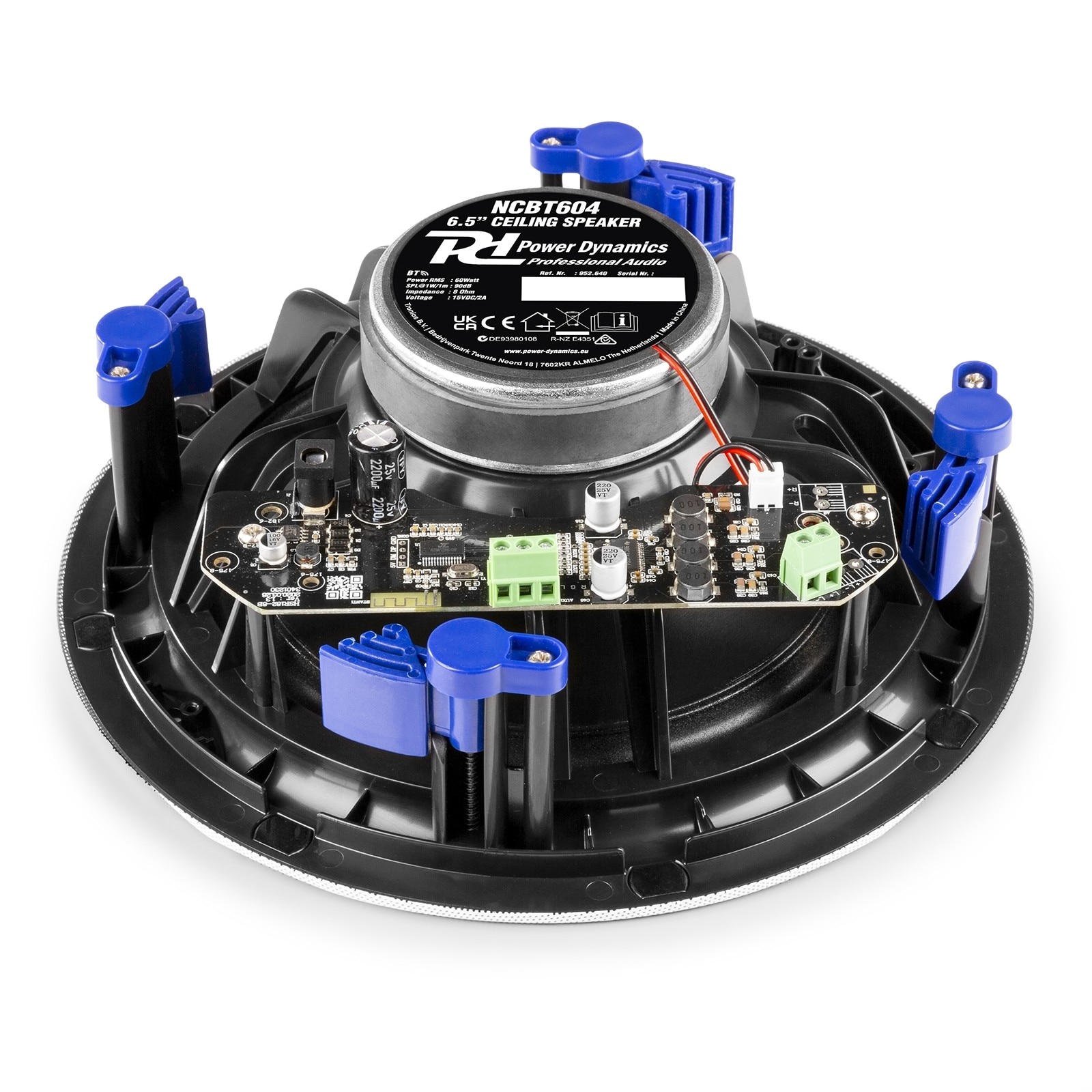 Set de 4 difuzoare amplificate incastrabile, 2 cai, 120W RMS, 6.5", Bluetooth, alb, Power Dynamics NCBT604
