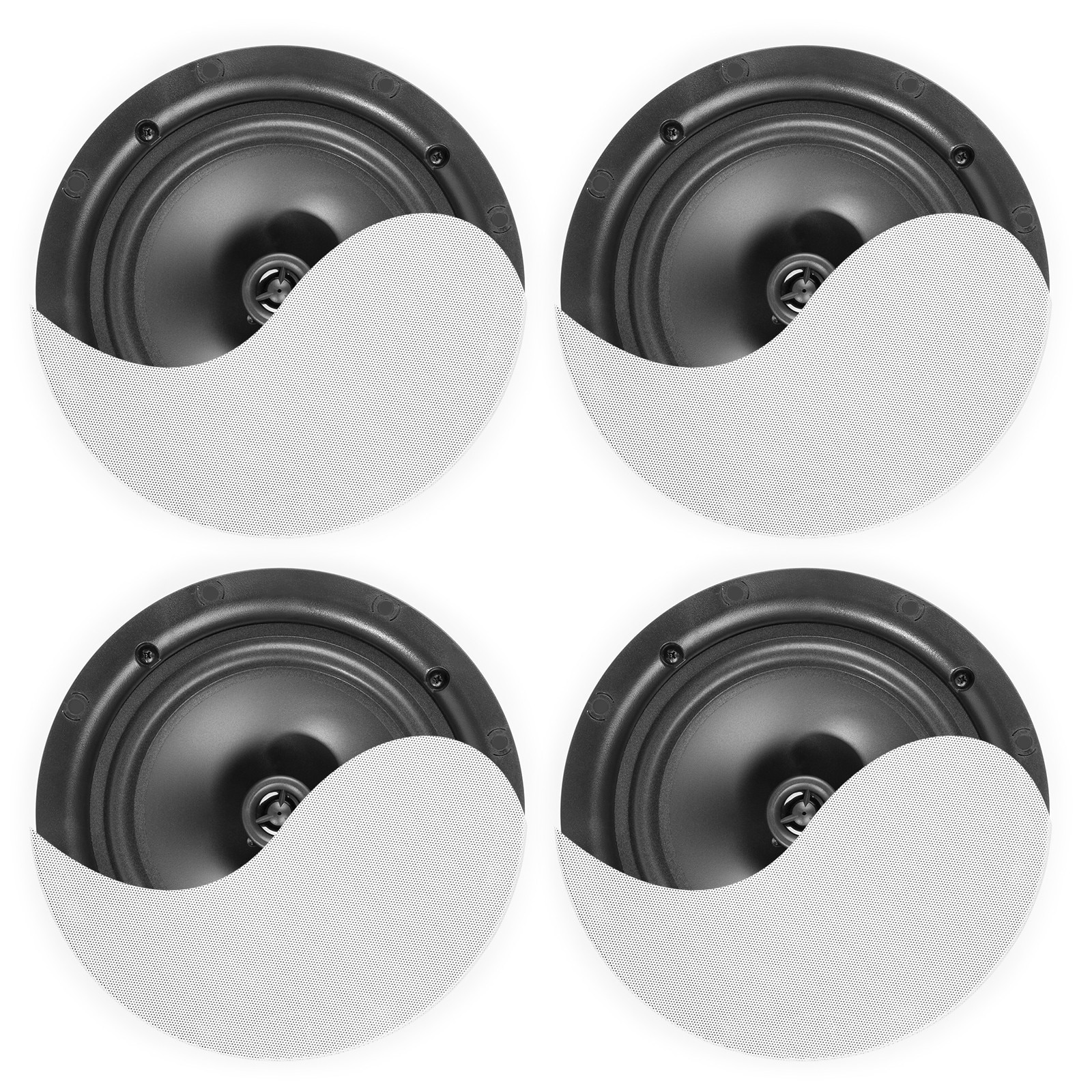 Set de 4 difuzoare amplificate incastrabile, 2 cai, 120W RMS, 6.5", Bluetooth, alb, Power Dynamics NCBT604